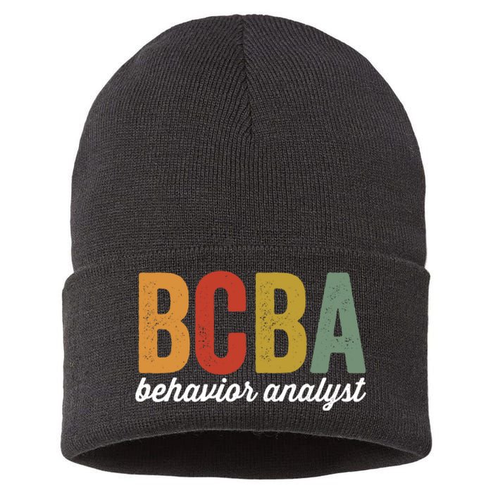 Bcba Board Certified Behavior Analyst Retro Vintage Sustainable Knit Beanie