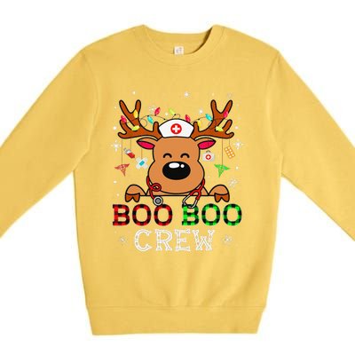 Boo Boo Crew Reindeer Nurse Buffalo Plaid Nurse Christmas Premium Crewneck Sweatshirt