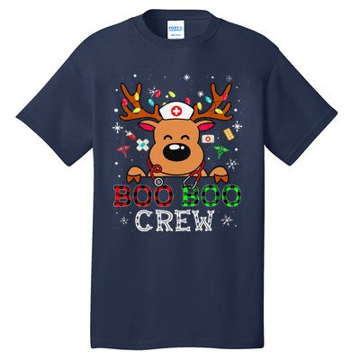 Boo Boo Crew Reindeer Nurse Buffalo Plaid Nurse Christmas Tall T-Shirt