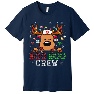 Boo Boo Crew Reindeer Nurse Buffalo Plaid Nurse Christmas Premium T-Shirt