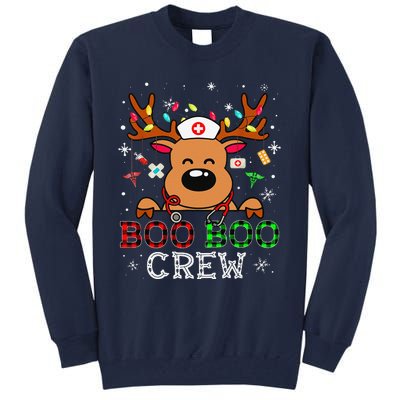 Boo Boo Crew Reindeer Nurse Buffalo Plaid Nurse Christmas Tall Sweatshirt