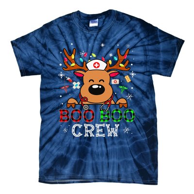 Boo Boo Crew Reindeer Nurse Buffalo Plaid Nurse Christmas Tie-Dye T-Shirt