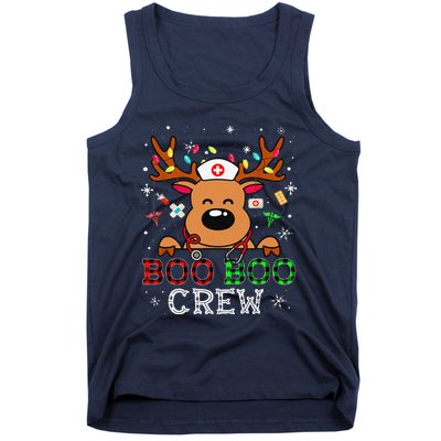 Boo Boo Crew Reindeer Nurse Buffalo Plaid Nurse Christmas Tank Top