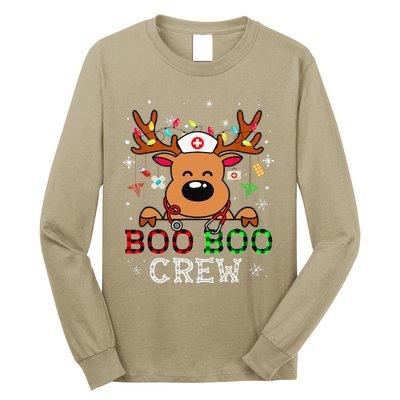 Boo Boo Crew Reindeer Nurse Buffalo Plaid Nurse Christmas Long Sleeve Shirt