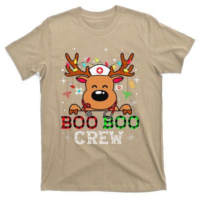 Boo Boo Crew Reindeer Nurse Buffalo Plaid Nurse Christmas T-Shirt