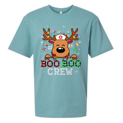 Boo Boo Crew Reindeer Nurse Buffalo Plaid Nurse Christmas Sueded Cloud Jersey T-Shirt