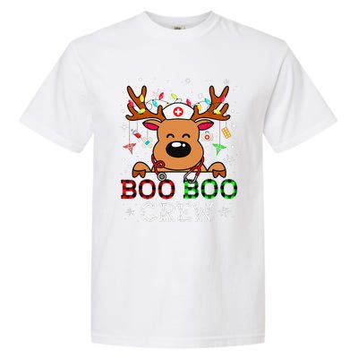 Boo Boo Crew Reindeer Nurse Buffalo Plaid Nurse Christmas Garment-Dyed Heavyweight T-Shirt