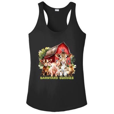 Barnyard Buddies Cute Cow Goat Pig Hen On The Farm Barnyard Ladies PosiCharge Competitor Racerback Tank