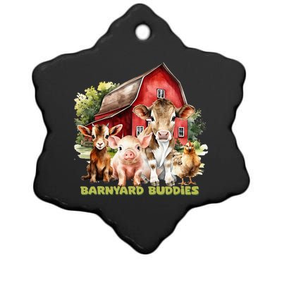 Barnyard Buddies Cute Cow Goat Pig Hen On The Farm Barnyard Ceramic Star Ornament