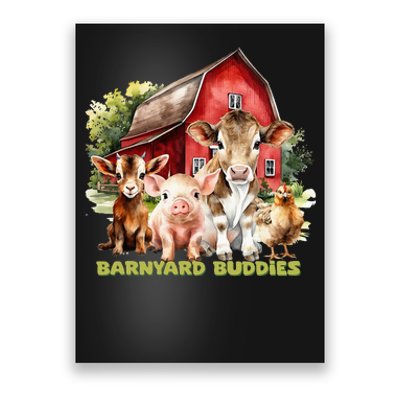 Barnyard Buddies Cute Cow Goat Pig Hen On The Farm Barnyard Poster