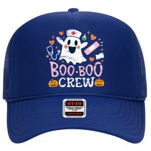 Boo Boo Crew Funny Nurse Halloween Ghost Costume Gift High Crown Mesh Back Trucker Hat