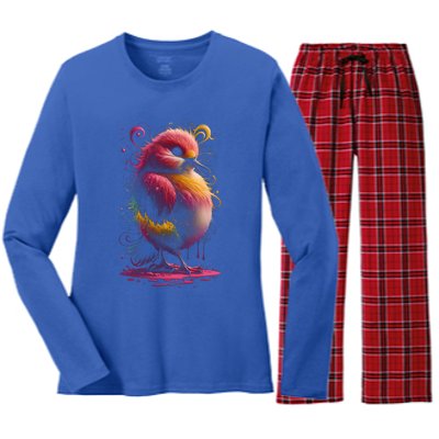 Birdwatching Birder Colorful Bird Art Ornithology Gift Women's Long Sleeve Flannel Pajama Set 