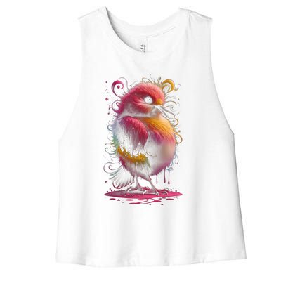 Birdwatching Birder Colorful Bird Art Ornithology Gift Women's Racerback Cropped Tank