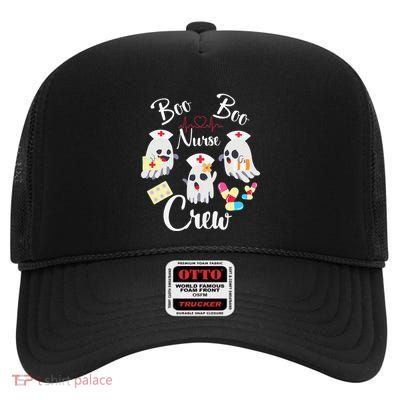 Boo Boo Crew Nurse Ghost Costume Funny Halloween Gift High Crown Mesh Back Trucker Hat