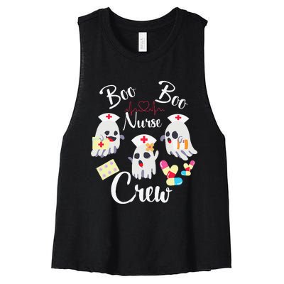 Boo Boo Crew Nurse Ghost Costume Funny Halloween Gift Women's Racerback Cropped Tank