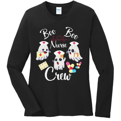 Boo Boo Crew Nurse Ghost Costume Funny Halloween Gift Ladies Long Sleeve Shirt