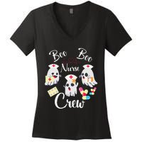 Boo Boo Crew Nurse Ghost Costume Funny Halloween Gift Women's V-Neck T-Shirt