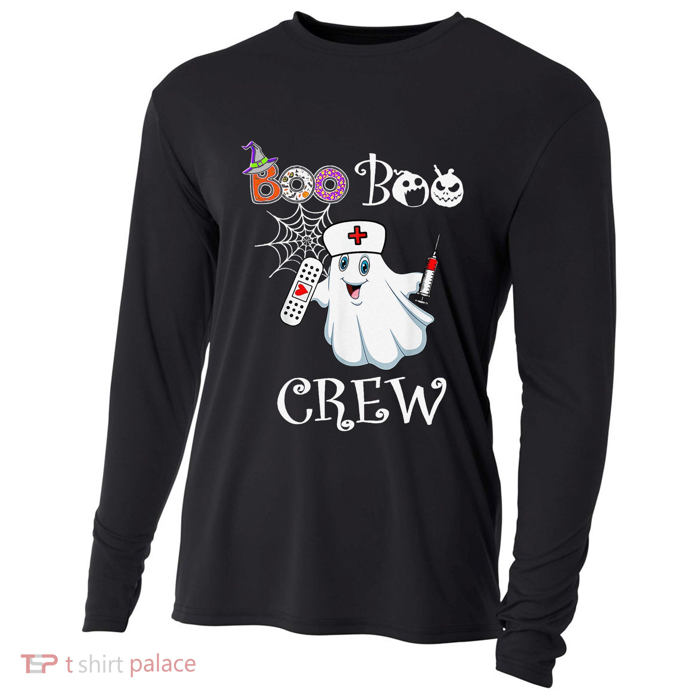 Boo Boo Crew Funny Ghost Paramedic Emt Ems Nurse Halloween Cooling Performance Long Sleeve Crew