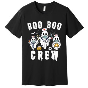 Boo Boo Crew Ghost Halloween Paramedic Nurse Rn Er Nicu Lpn Premium T-Shirt