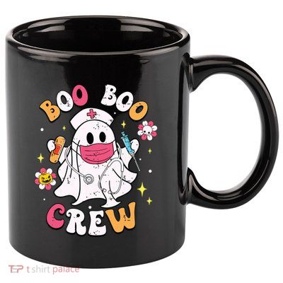 Boo Boo Crew Halloween Ghost Nurse 11oz C Handle Ceramic Mug