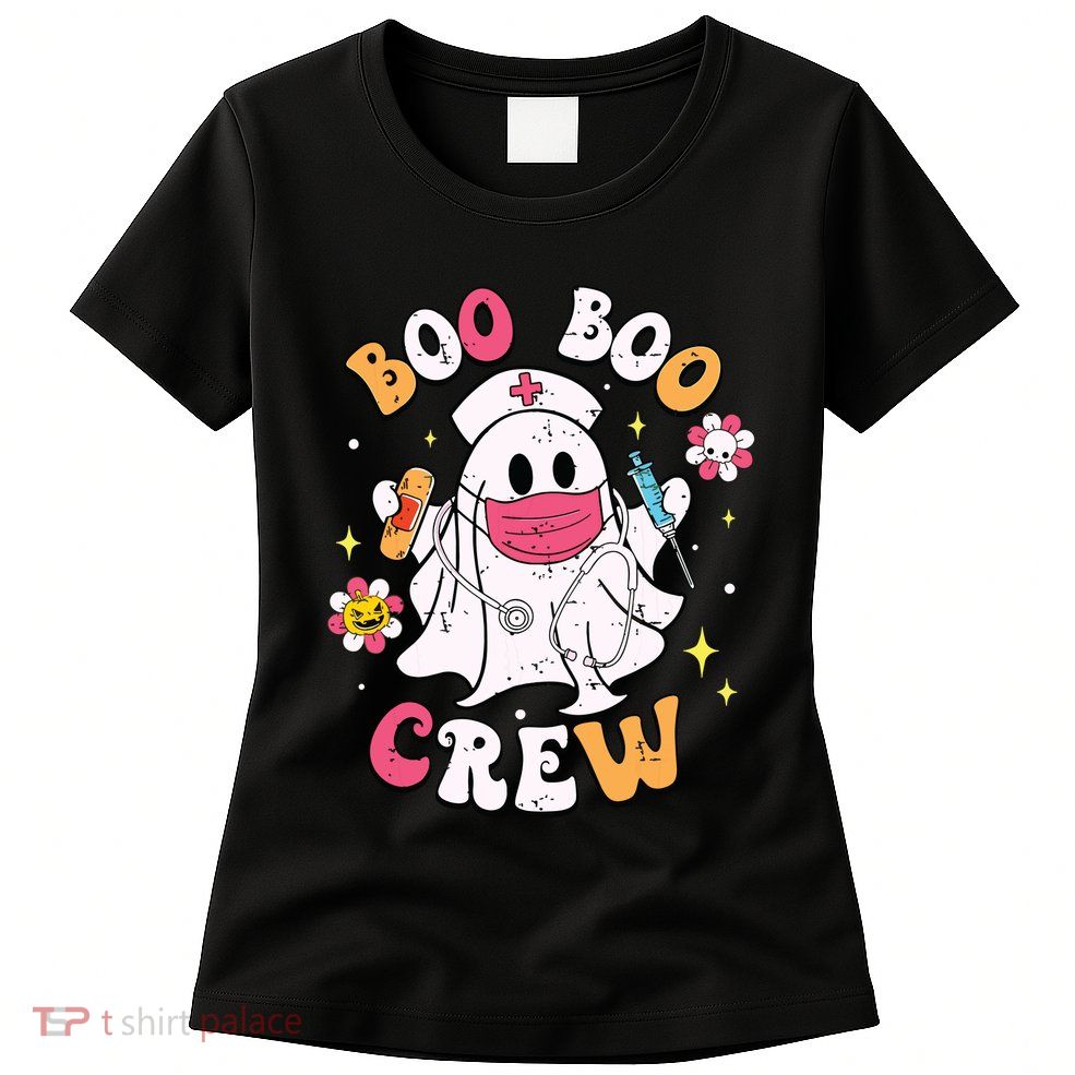 Boo Boo Crew Halloween Ghost Nurse Womens T-Shirt