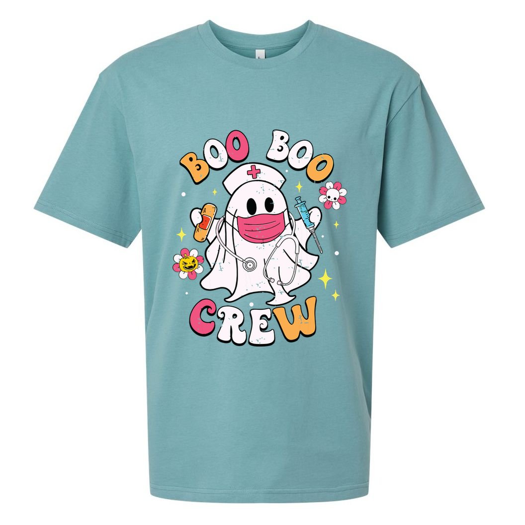 Boo Boo Crew Halloween Ghost Nurse Sueded Cloud Jersey T-Shirt