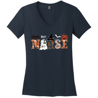 Boo Boo Crew Nurse Funny Ghost Women Halloween Nurse Women's V-Neck T-Shirt