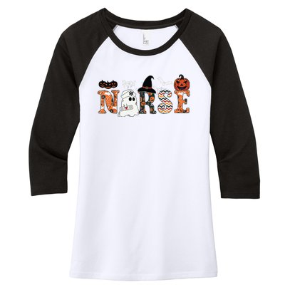 Boo Boo Crew Nurse Funny Ghost Women Halloween Nurse Women's Tri-Blend 3/4-Sleeve Raglan Shirt