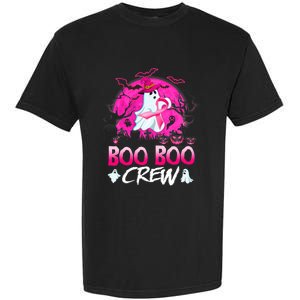 Boo Boo Crew Halloween Ghost Ribbon Breast Cancer Awareness Garment-Dyed Heavyweight T-Shirt