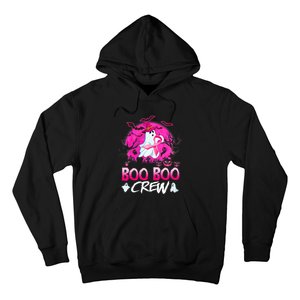 Boo Boo Crew Halloween Ghost Ribbon Breast Cancer Awareness Hoodie