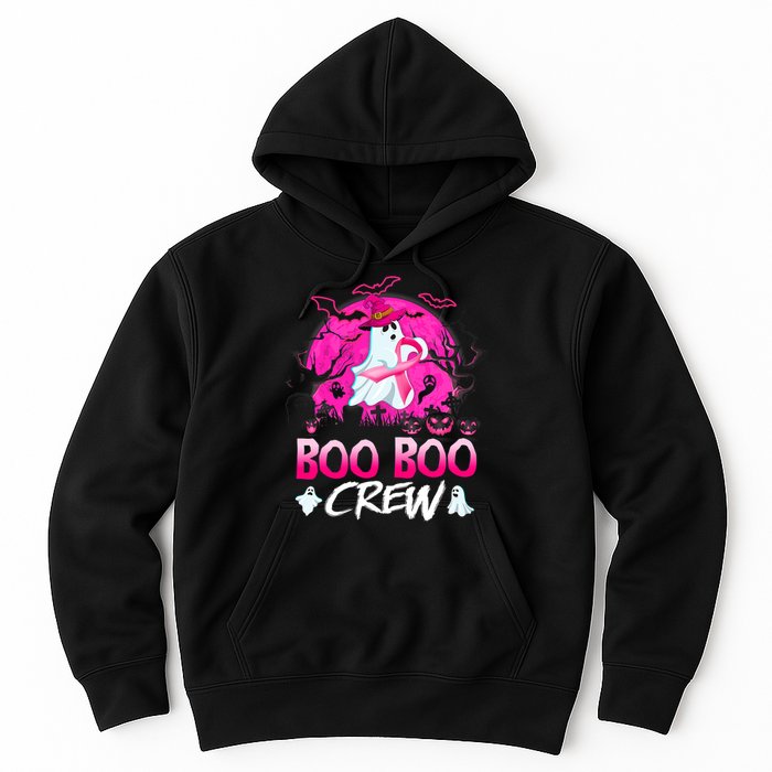 Boo Boo Crew Halloween Ghost Ribbon Breast Cancer Awareness Hoodie