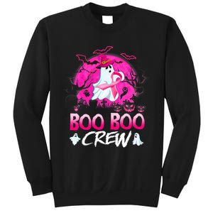 Boo Boo Crew Halloween Ghost Ribbon Breast Cancer Awareness Sweatshirt