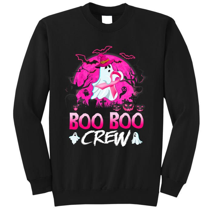 Boo Boo Crew Halloween Ghost Ribbon Breast Cancer Awareness Sweatshirt