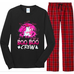 Boo Boo Crew Halloween Ghost Ribbon Breast Cancer Awareness Long Sleeve Pajama Set