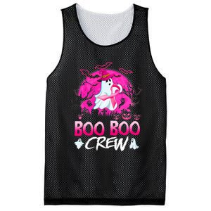 Boo Boo Crew Halloween Ghost Ribbon Breast Cancer Awareness Mesh Reversible Basketball Jersey Tank