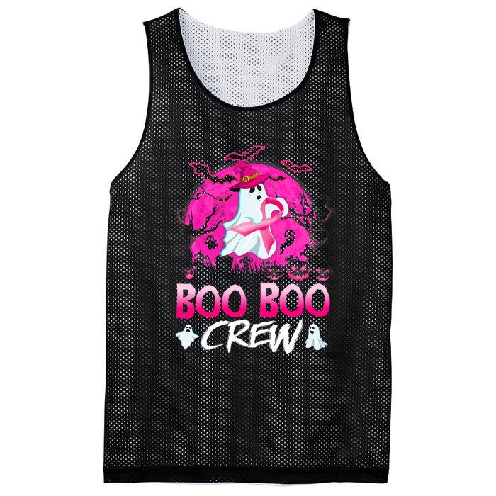 Boo Boo Crew Halloween Ghost Ribbon Breast Cancer Awareness Mesh Reversible Basketball Jersey Tank