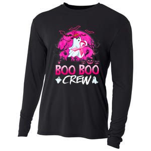 Boo Boo Crew Halloween Ghost Ribbon Breast Cancer Awareness Cooling Performance Long Sleeve Crew