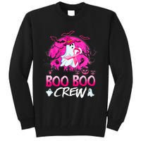 Boo Boo Crew Halloween Ghost Ribbon Breast Cancer Awareness Tall Sweatshirt