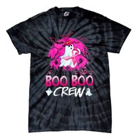 Boo Boo Crew Halloween Ghost Ribbon Breast Cancer Awareness Tie-Dye T-Shirt