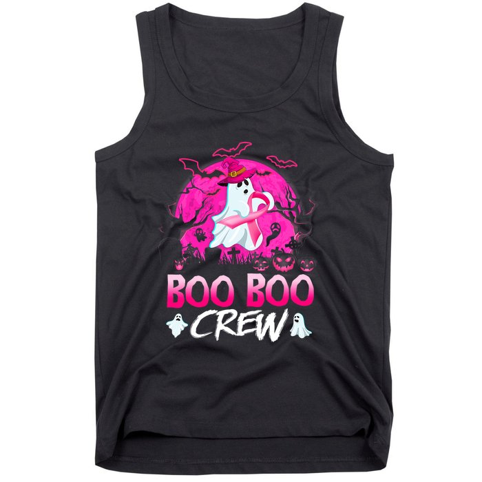 Boo Boo Crew Halloween Ghost Ribbon Breast Cancer Awareness Tank Top