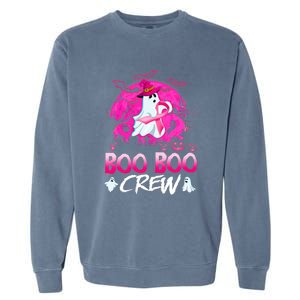 Boo Boo Crew Halloween Ghost Ribbon Breast Cancer Awareness Garment-Dyed Sweatshirt