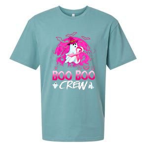 Boo Boo Crew Halloween Ghost Ribbon Breast Cancer Awareness Sueded Cloud Jersey T-Shirt