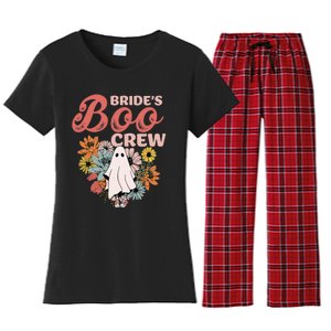 BrideS Boo Crew Floral Ghost Wedding Bachelorette Halloween Women's Flannel Pajama Set