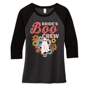 BrideS Boo Crew Floral Ghost Wedding Bachelorette Halloween Women's Tri-Blend 3/4-Sleeve Raglan Shirt