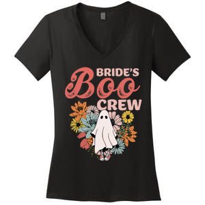 BrideS Boo Crew Floral Ghost Wedding Bachelorette Halloween Women's V-Neck T-Shirt