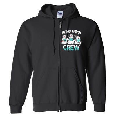 Boo boo Crew Nurse Halloween Ghost Costume Full Zip Hoodie