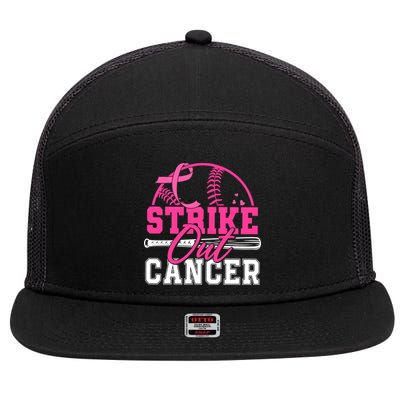 Baseball Breast Cancer Strike Out Cancer Awareness Month 7 Panel Mesh Trucker Snapback Hat