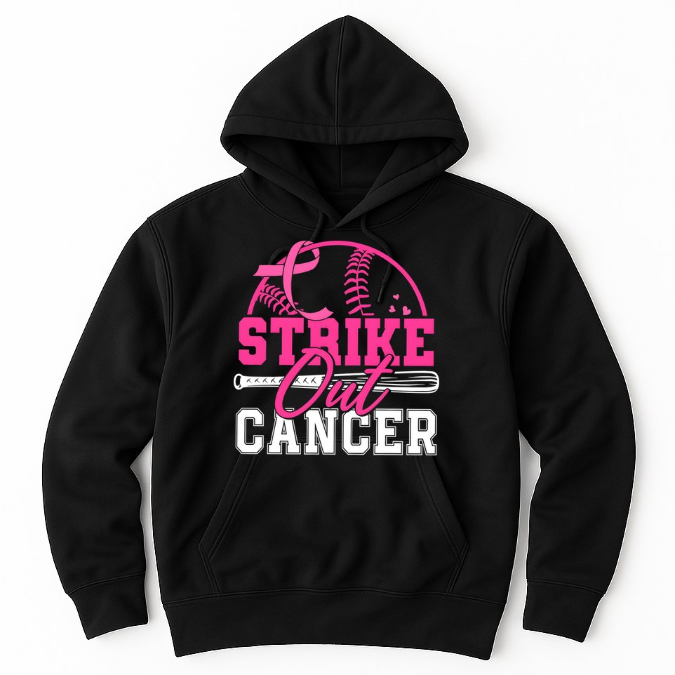 Baseball Breast Cancer Strike Out Cancer Awareness Month Hoodie