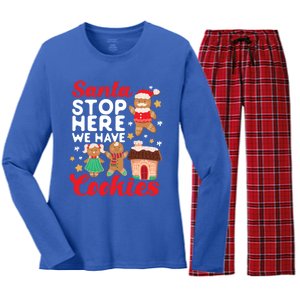 Bake Baking Christmas Cookie Santa Gingerbread Santa Cute Gift Women's Long Sleeve Flannel Pajama Set 