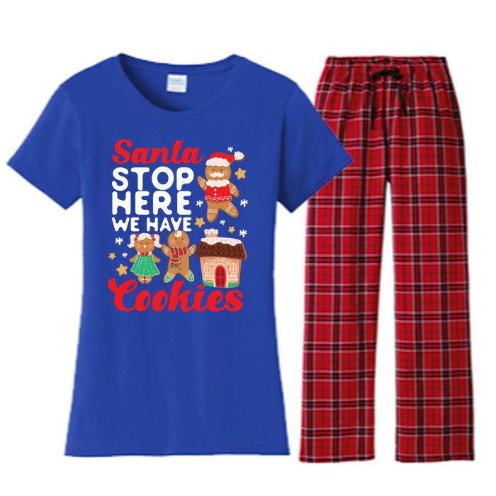 Bake Baking Christmas Cookie Santa Gingerbread Santa Cute Gift Women's Flannel Pajama Set